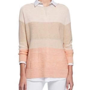 LaFayette 148 New York Chain Embellished Colorblock Boat-Neck Sweater Women’s L